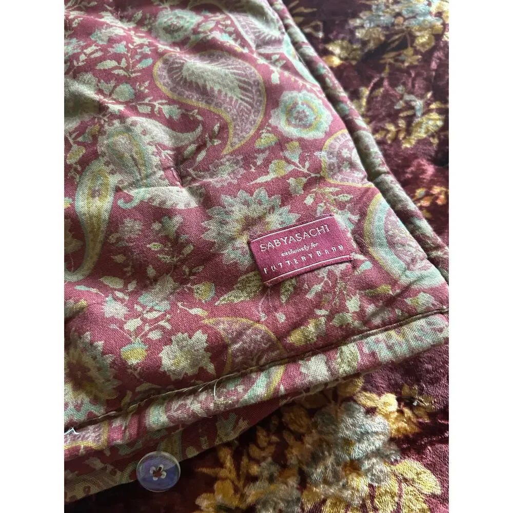 Pottery Barn Sabyasachi Mystic Garden Velvet Comforter Sham Set full/queen
